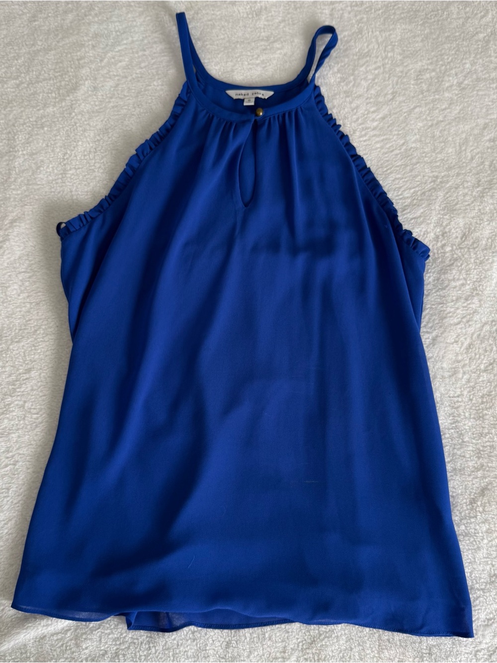Naked Zebra Royal Blue Ruffled Halter Cami